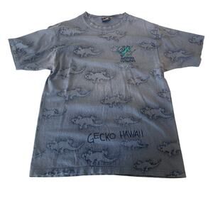 Vintage 90s? Hangloose Gecko Hawaii All Over Print T Shirt Size Mens XL FLAWS